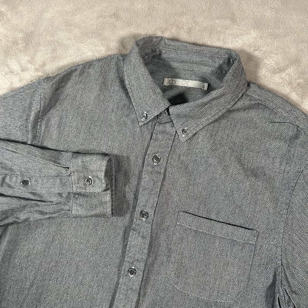 Outerknown Seafarer Shirt Mens M Gray Herringbone Organic Cotton Button Up LS